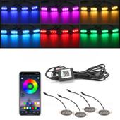 Set 4 lampi cu LED RGB  control prin aplicatie telefon. Diverse jocuri de lumini sau lumina continua. Cod: W14552-1-12V